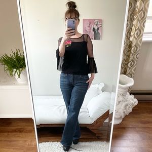 J. CREW BLUE JEANS DENIM BOOTCUT STRETCH WHISKERED POCKETS ZIPPER